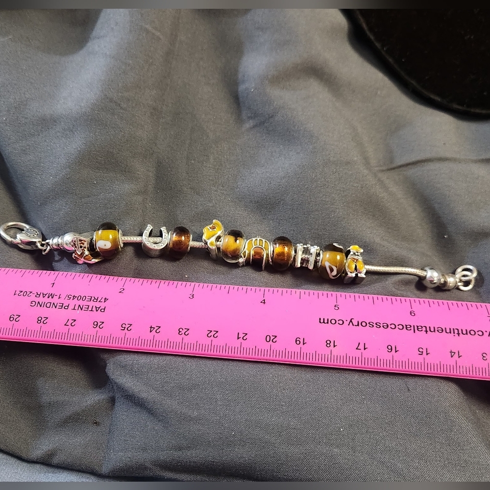 Beaded Charm Bracelet with Silver Accents